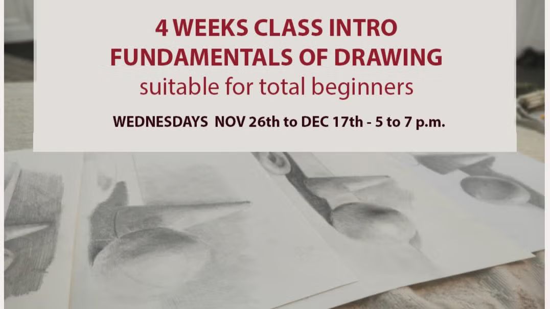 4 WEEKS CLASS ON BASICS OF DRAWING suitable for total beginners