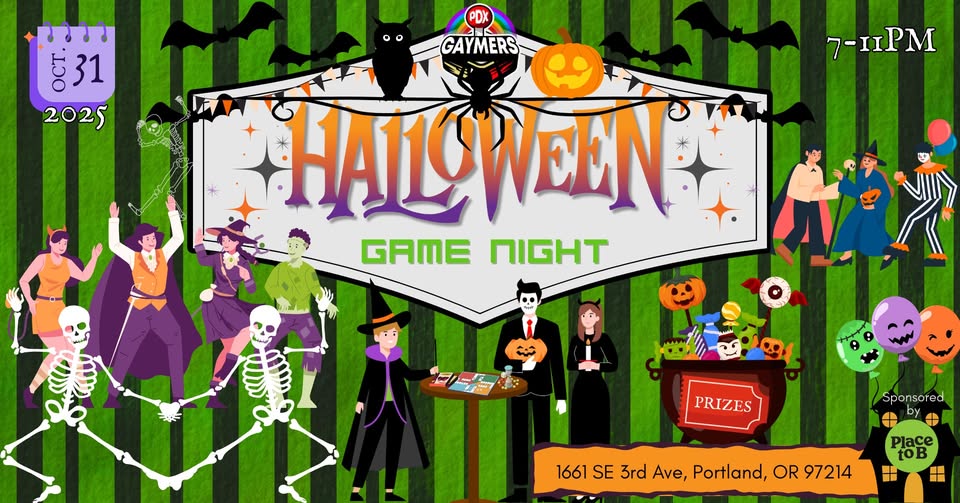 Halloween Game Night, Sponsored by Place to B