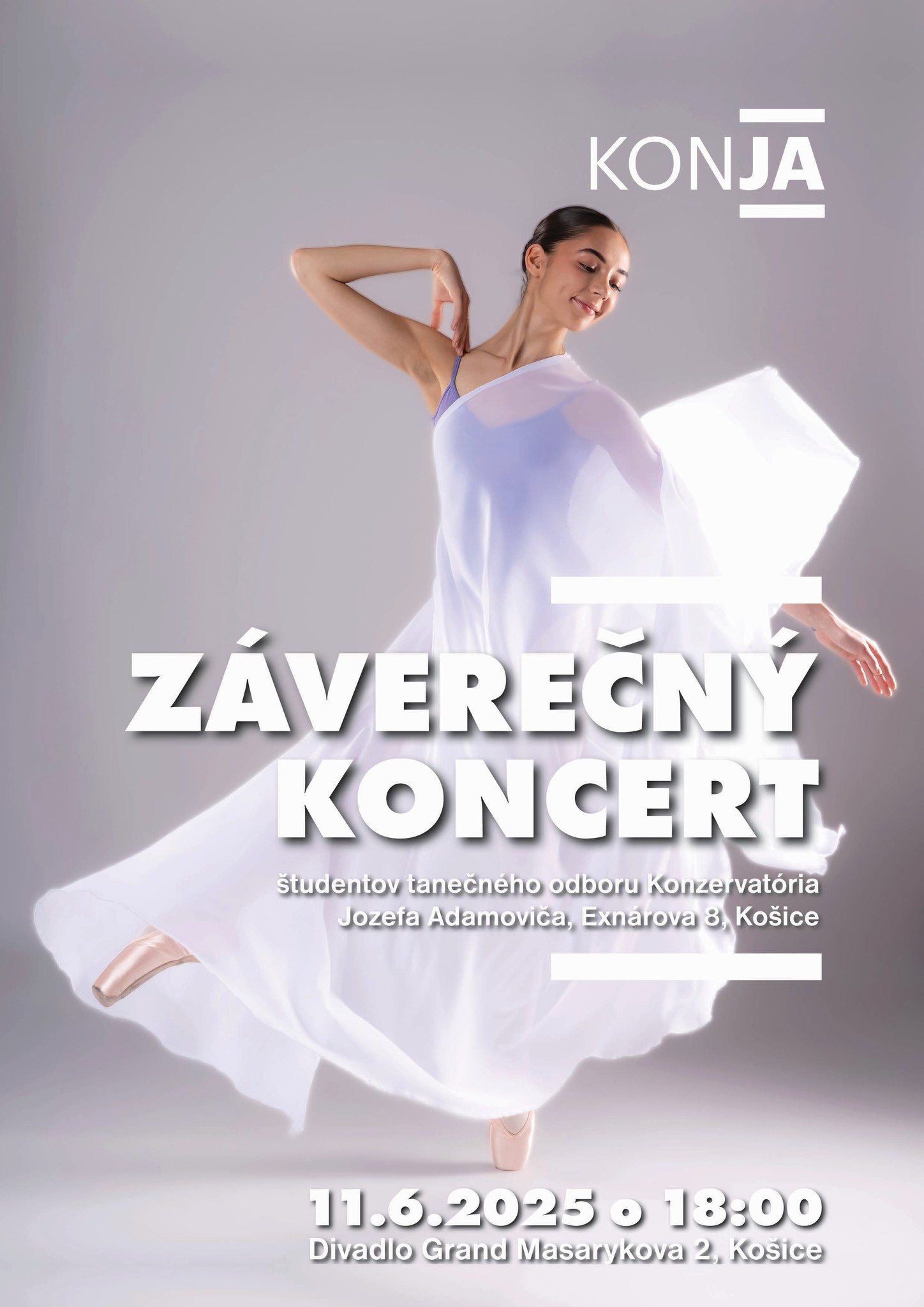 Záverečný koncert študentov tanečného odboru Konzervatória Jozefa Adamoviča, Exnárova 8, Košice.