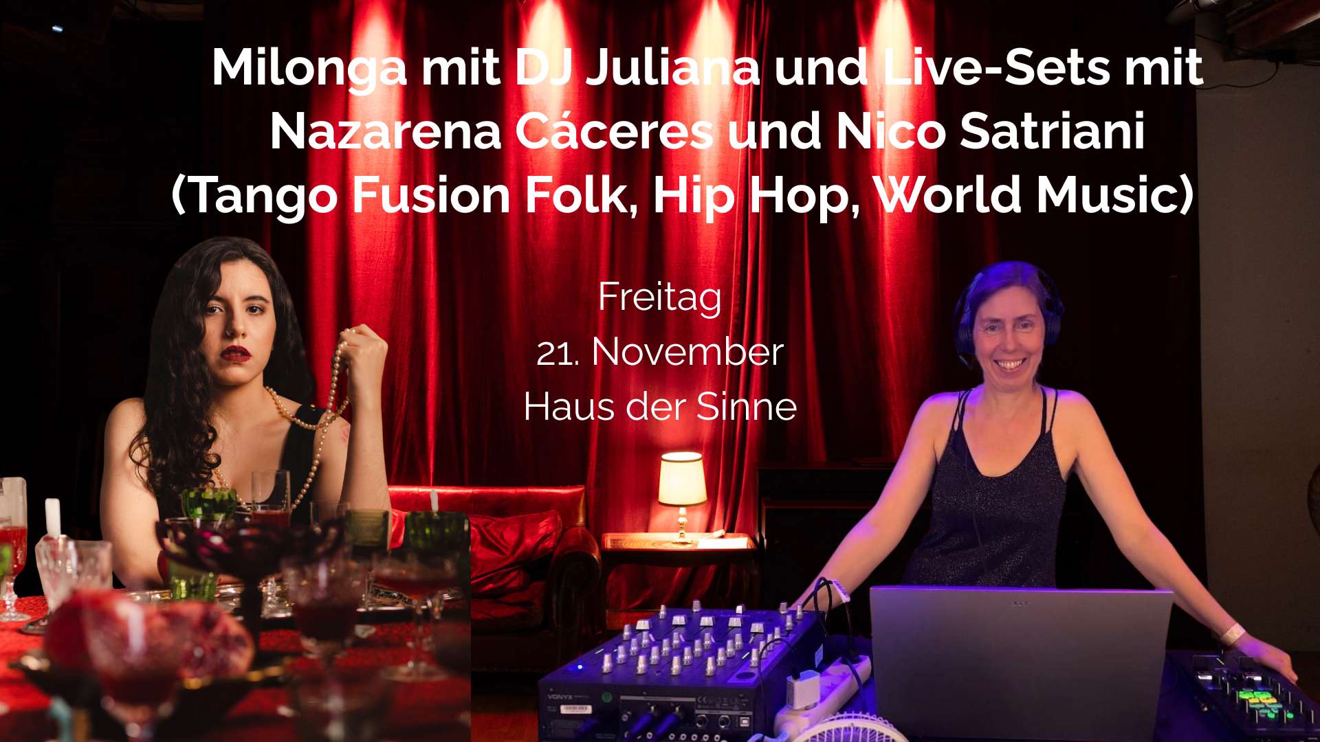 Milonga mit DJ Juliana und Live-Sets mit Nazarena Cáceres und Nico Satriani (Tango Fusion)