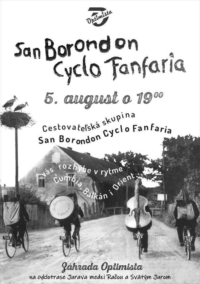 koncert SBCF  na cyklotrase v záhrade Optimista