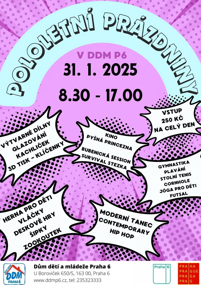 🎉 Pololetní prázdniny v DDM Praha 6 🎉