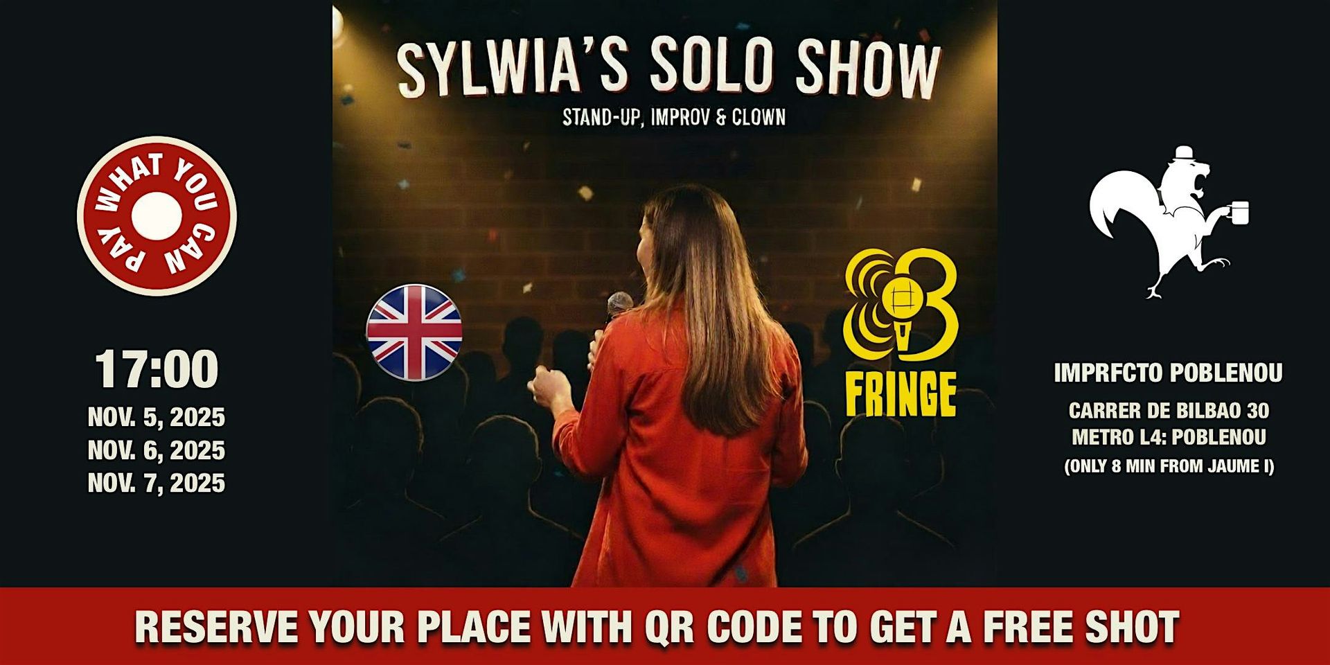 Sylwia's Solo Show (FREE) · Stand-up · Improv · Clown · ENG · BCN FRINGE