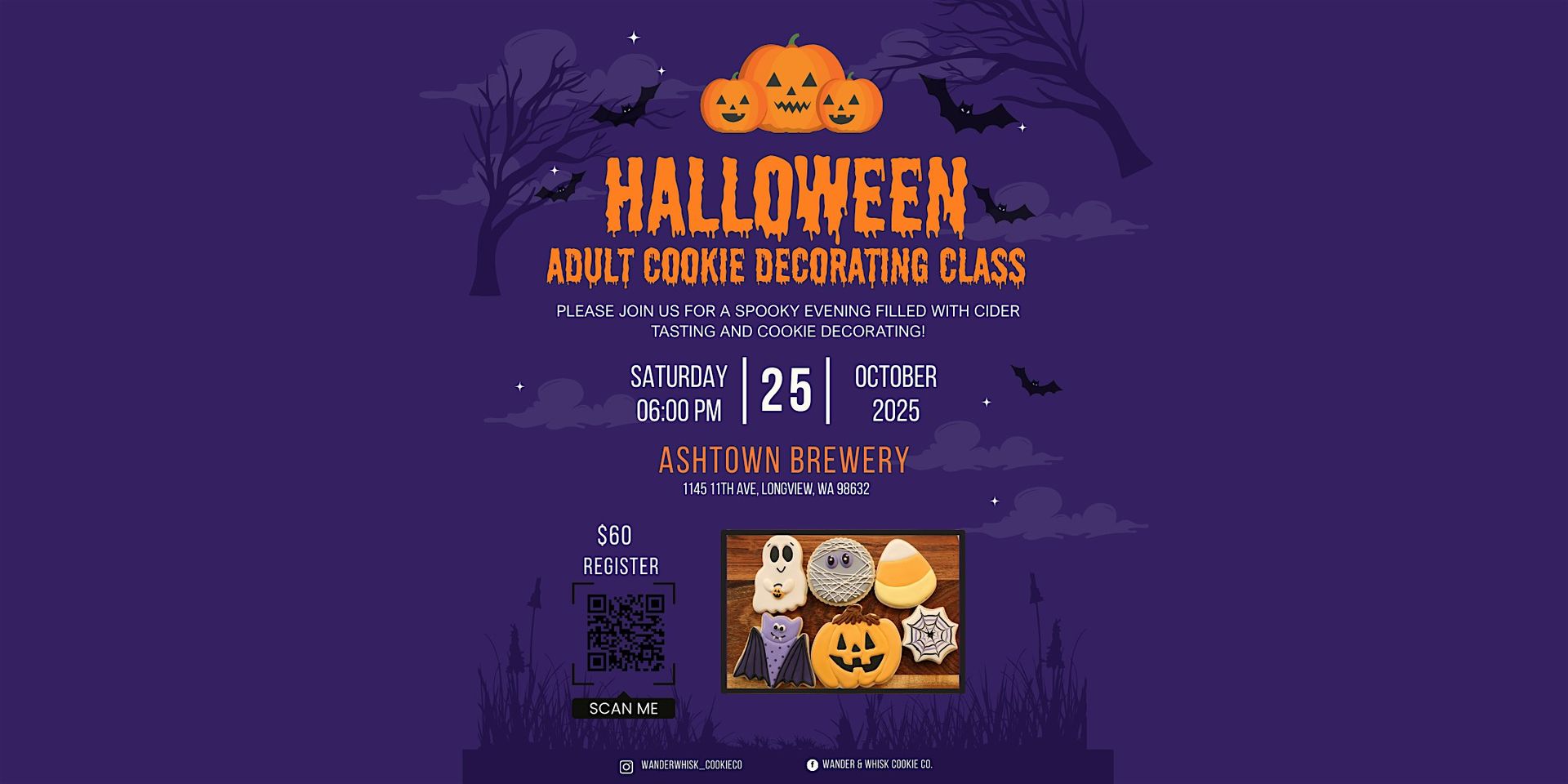 Spook & Sip: Halloween Cookie Decorating Class for Adults