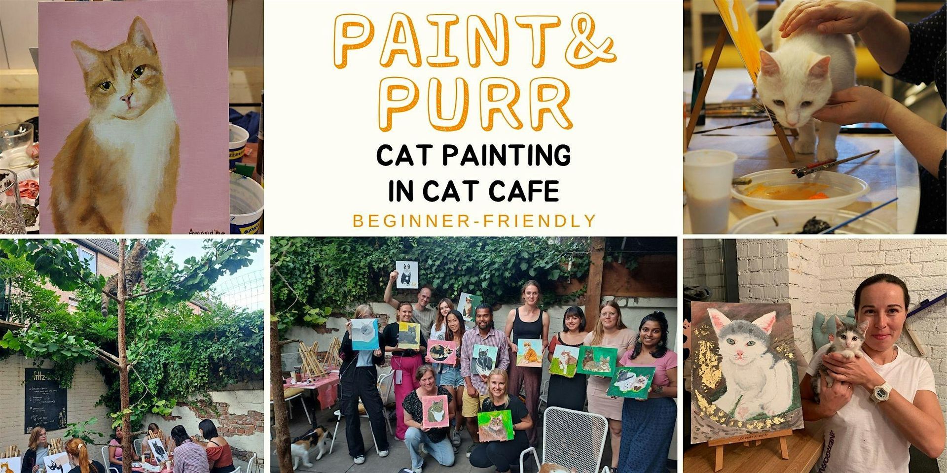 Cat Painting in Cat Cafe Nijmegen - beginner friendly workshop with cats
