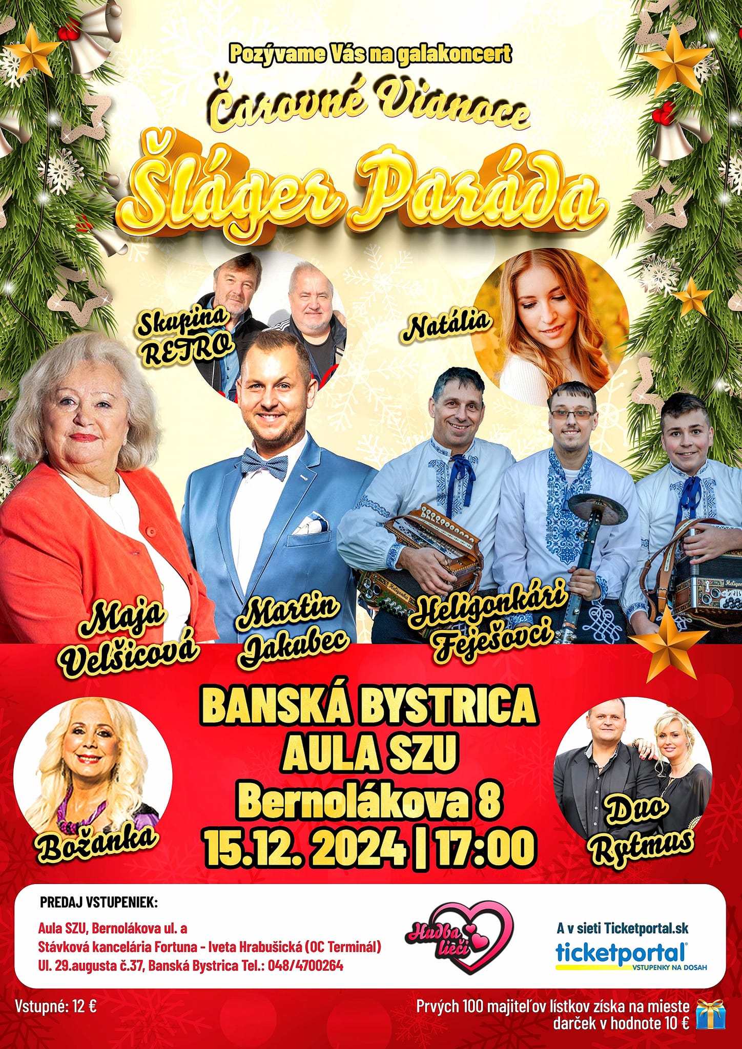 ŠLÁGER PARÁDA galakoncert Čarovné Vianoce v Banskej Bystrici
