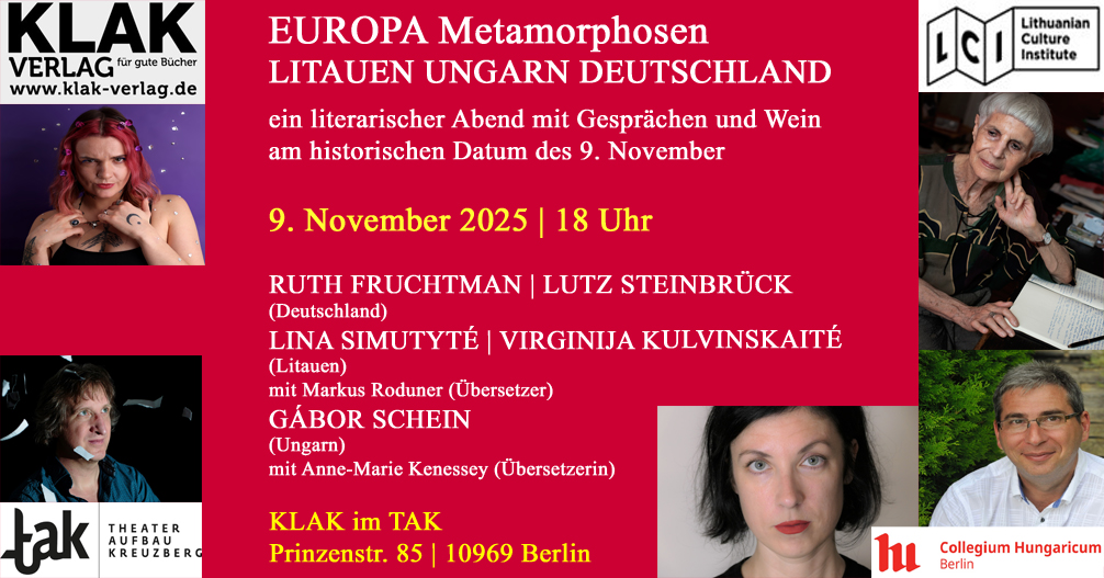 EUROPA Metamorphosen - KLAK im TAK | Literarischer Abend mit Wein