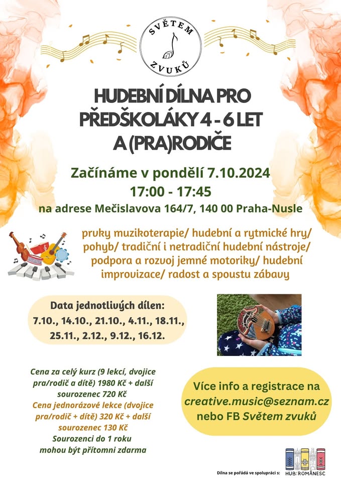 Světem zvuků - hudební dílna pro předškoláky 4-6 let a (pra)rodiče