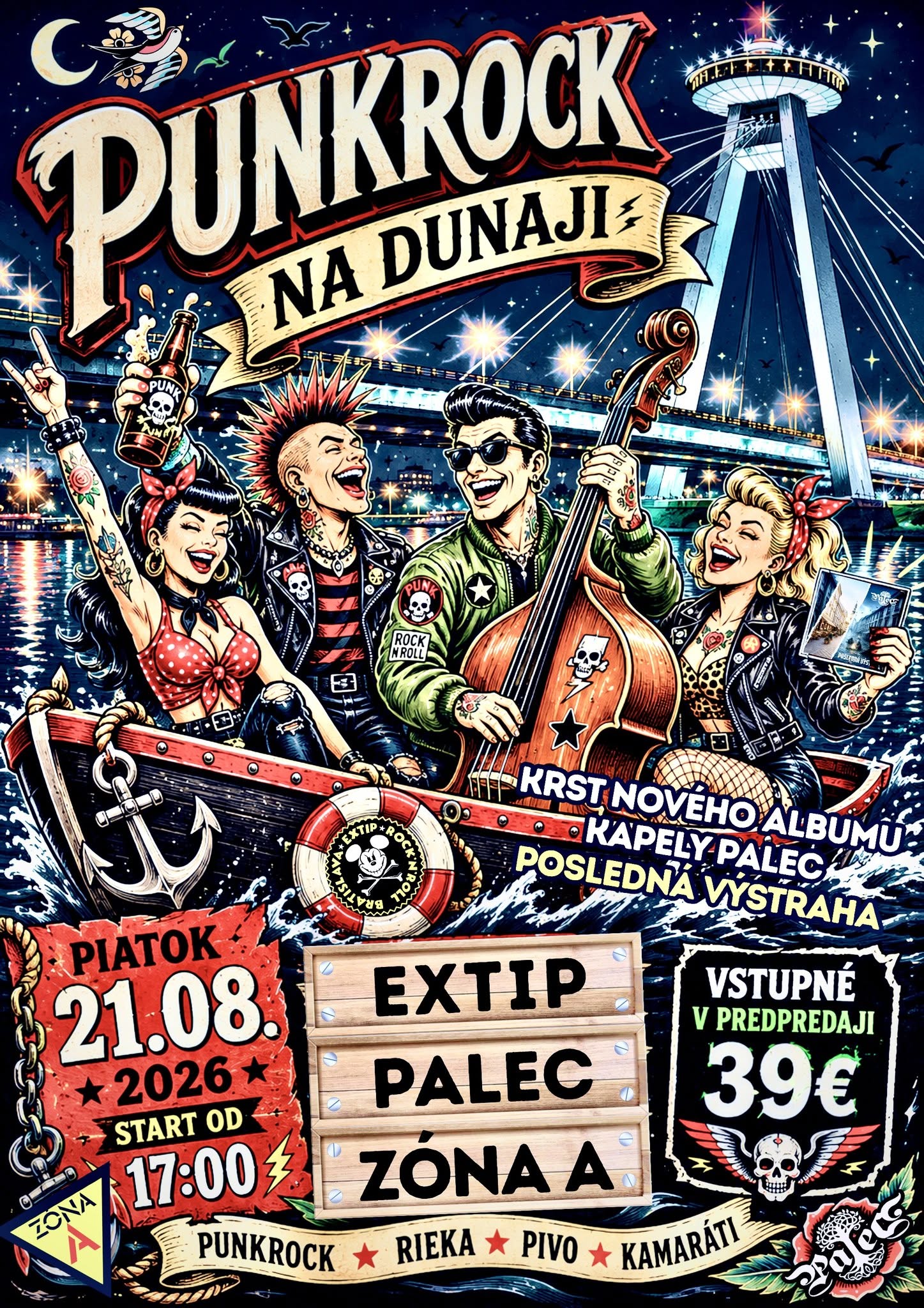 PUNKROCK NA DUNAJI (Zóna A, ExTip, PALEC) + krst CD PALEC