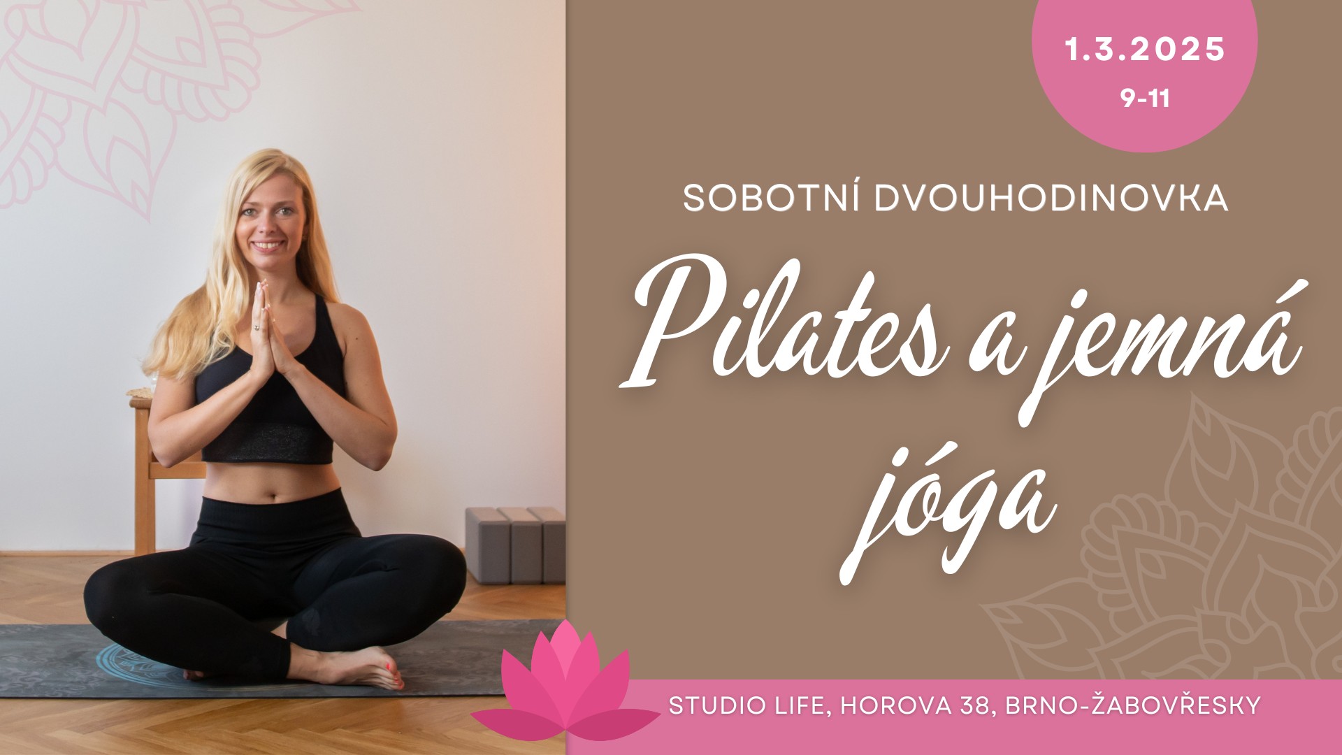 Sobotní dvouhodinovka - pilates a jemná jóga 💜