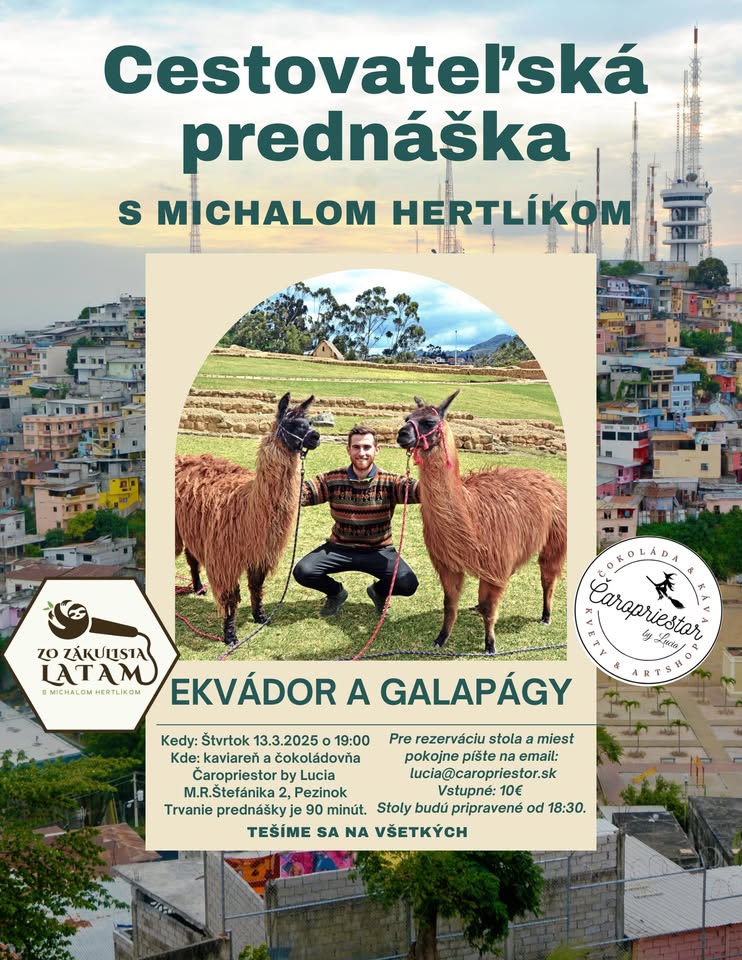Cestovateľská prednáška Ekvádor a Galapágy s Michalom Hertlíkom