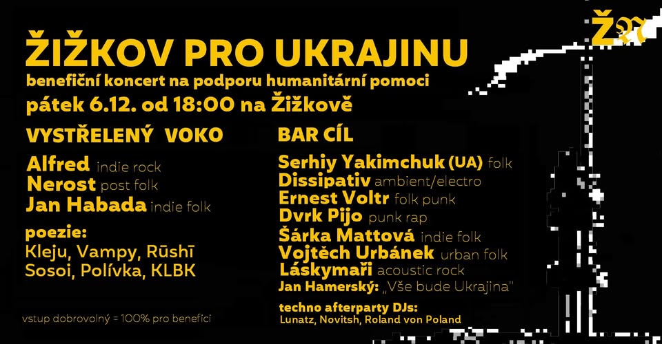 ŽIŽKOV PRO UKRAJINU II. - benefiční koncert na humanitární pomoc pro UA
