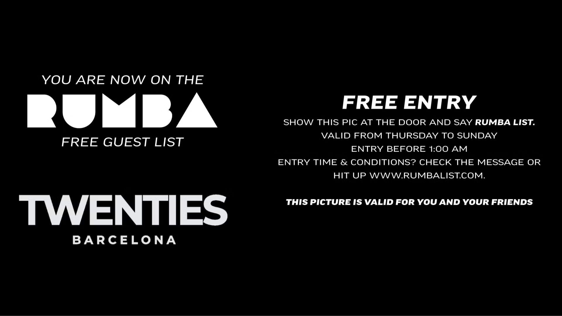 Saturday Nights at Twenties – Free Entry with RUMBA