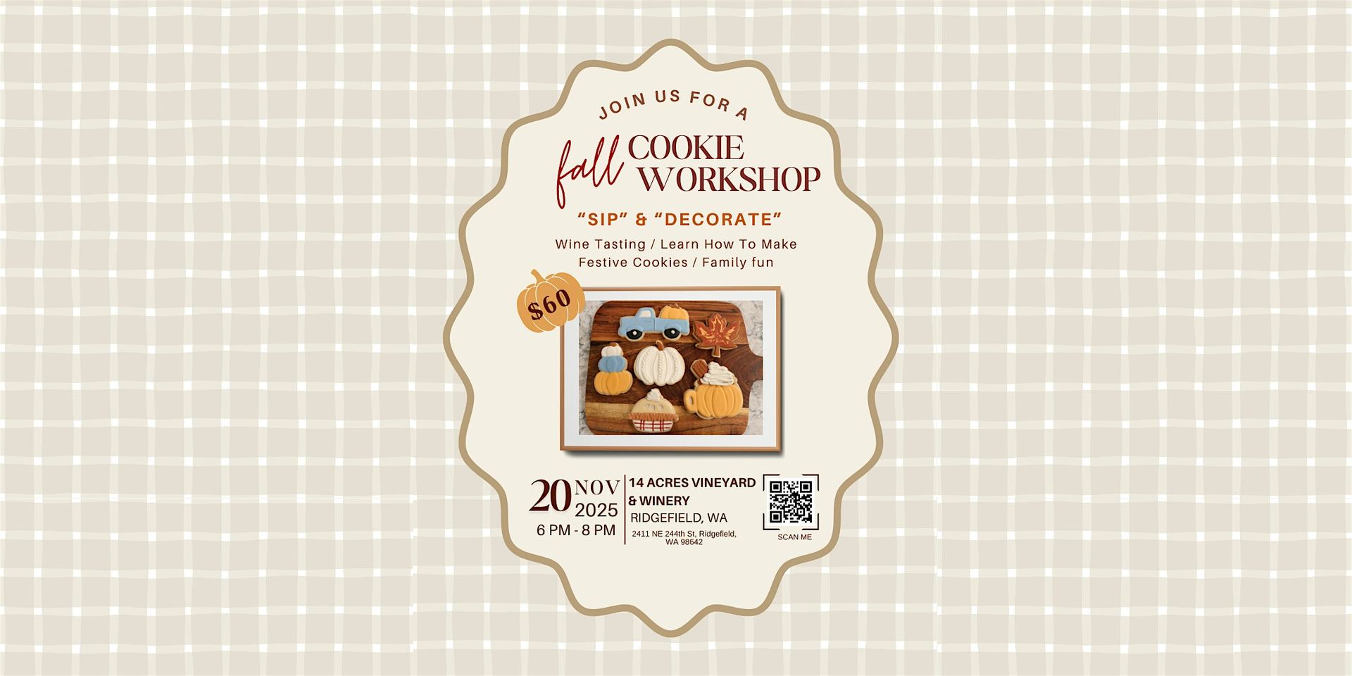 "Sip" and "Decorate"  Fall Cookie Decorating Class