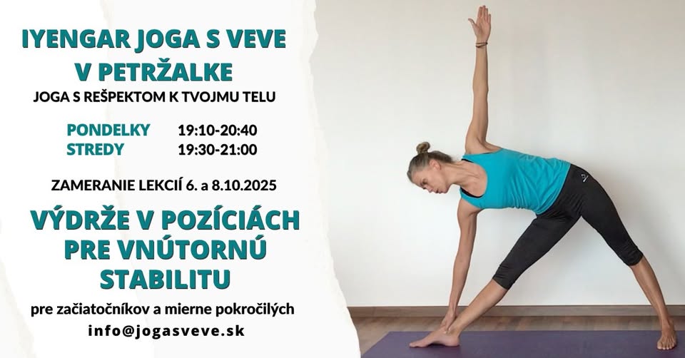 Stamina in positions for internal stability - Iyengar yoga in Petržalka