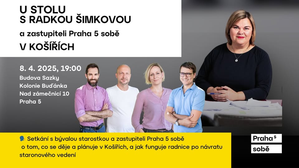 U stolu s Radkou Šimkovou a zastupiteli Praha 5 sobě v Košířích