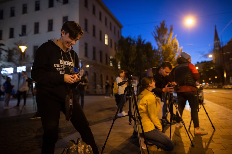 První schůzka semestru - focení večerního Brna