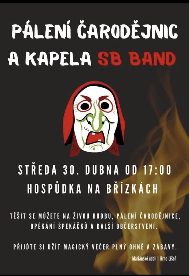Pálení čarodějnic a kapela SB BAND.
