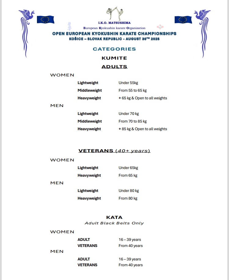 OPEN EUROPEAN KYOKUSHIN KARATE CHAMPIONSHIPS 2025