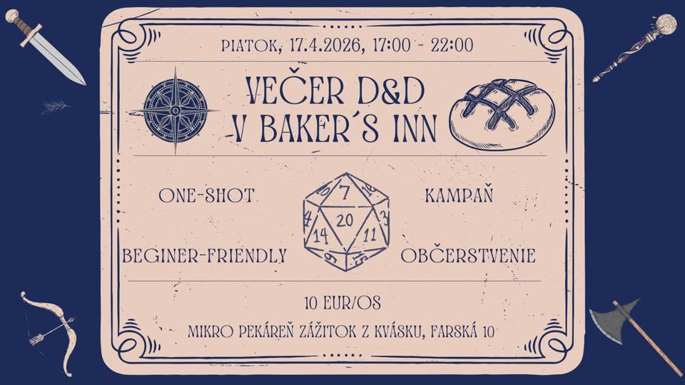 Večer D&D v Baker's Inn