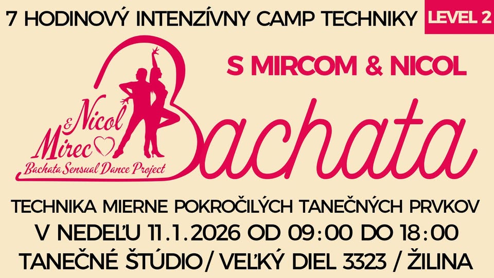 Bachata Camp Techniky 2025 - Technika Mierne Pokročilých Prvkov
