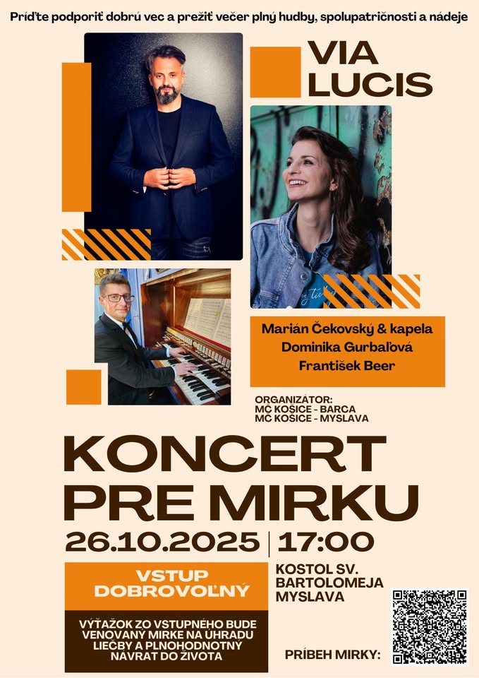 🎶 VIA LUCIS - Koncert pre Mirku – benefičný večer hudby a nádeje