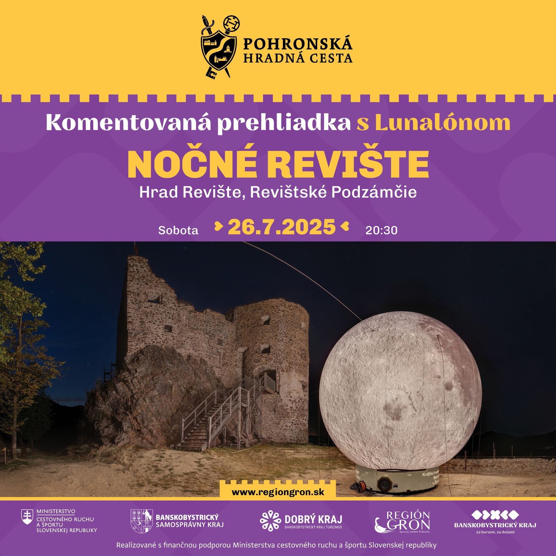 🟣 NOČNÉ REVIŠTE - Prehliadka s pozorovaním nočnej oblohy a Lunalónom
