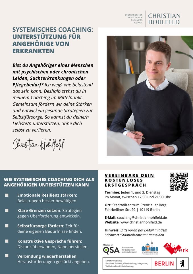 Kostenlos: Systemisches Coaching für Angehörige erkrankter Menschen