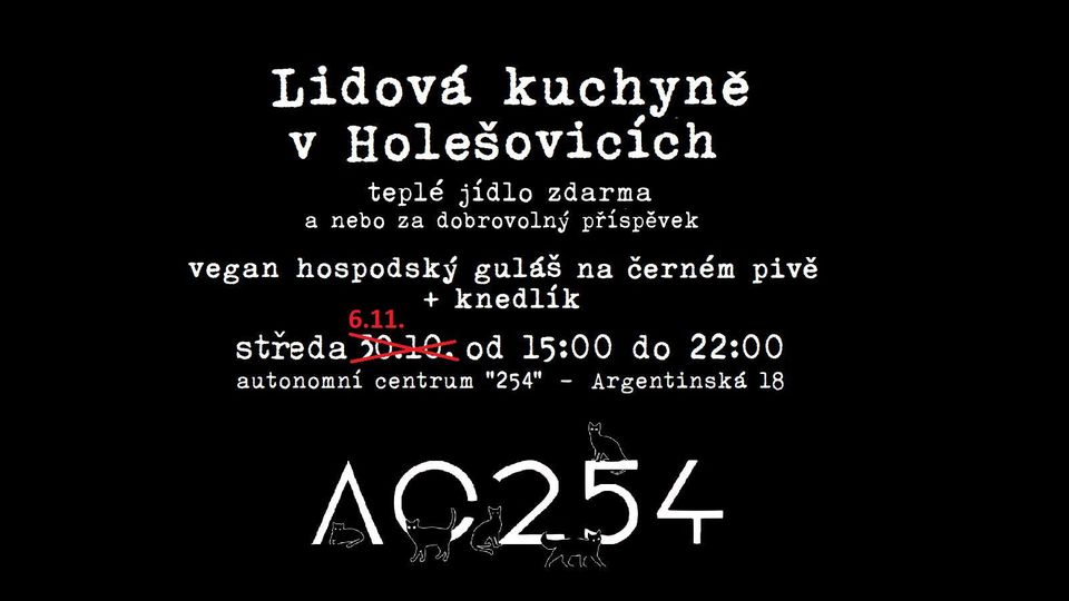 Lidová kuchyně v Holešovicích - veganské teplé jídlo zdarma pro všechny bez rozdílu - GULÁŠ