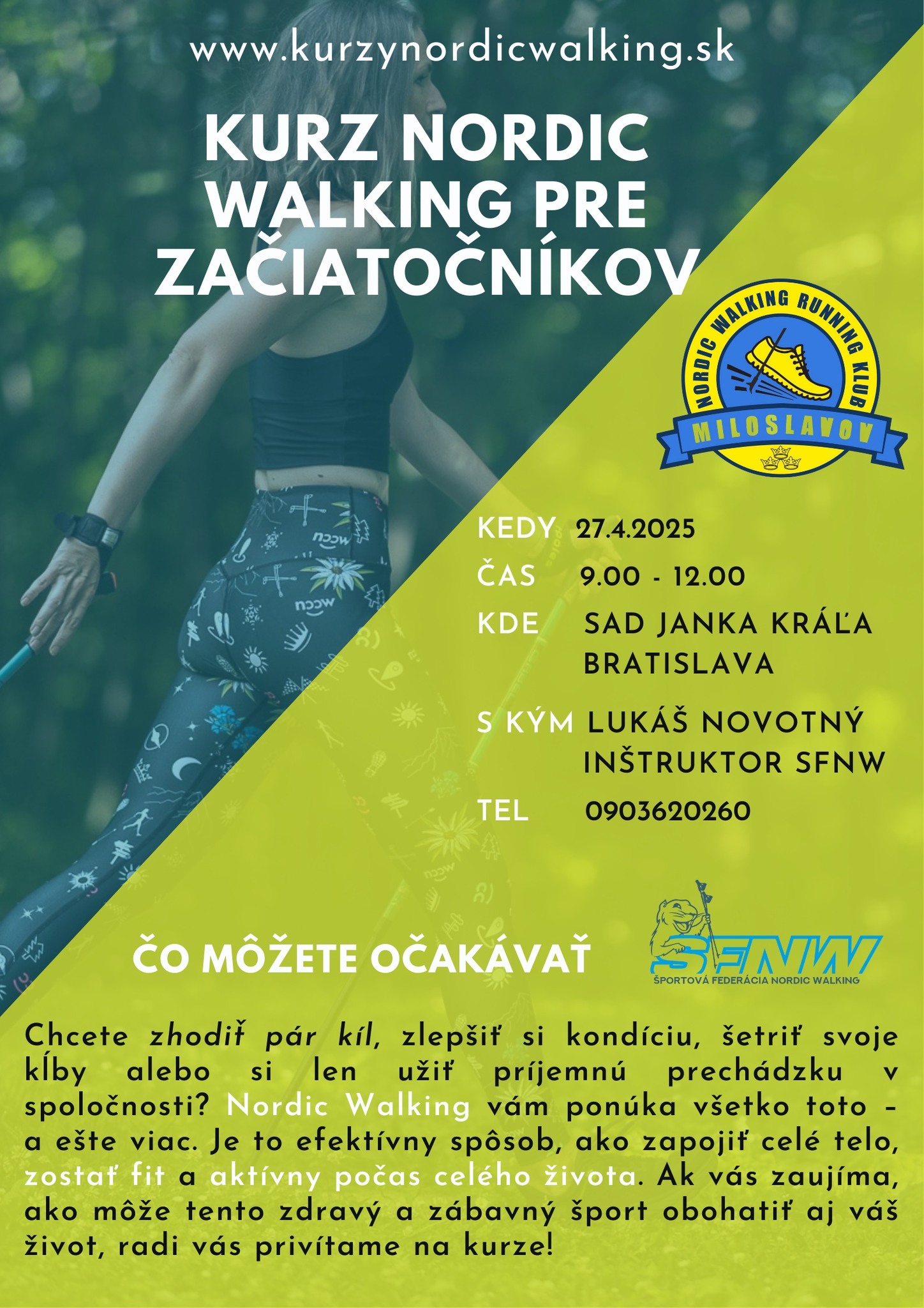 Kurz Nordic Walking pre začiatočníkov v Sade Janka v Bratislave