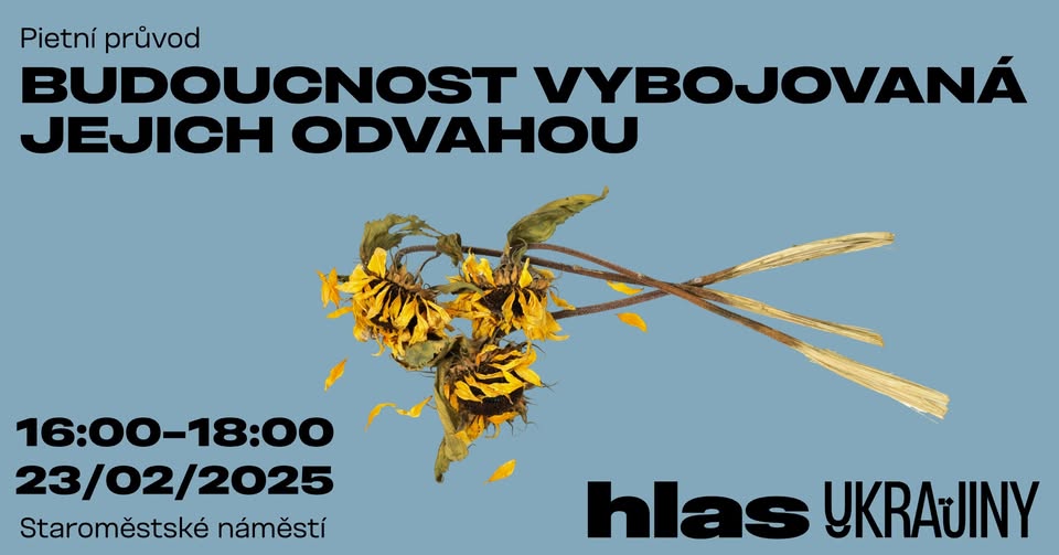 Pochod ke 3. výročí zahájení plnohodnotné ruské invaze na Ukrajinu
