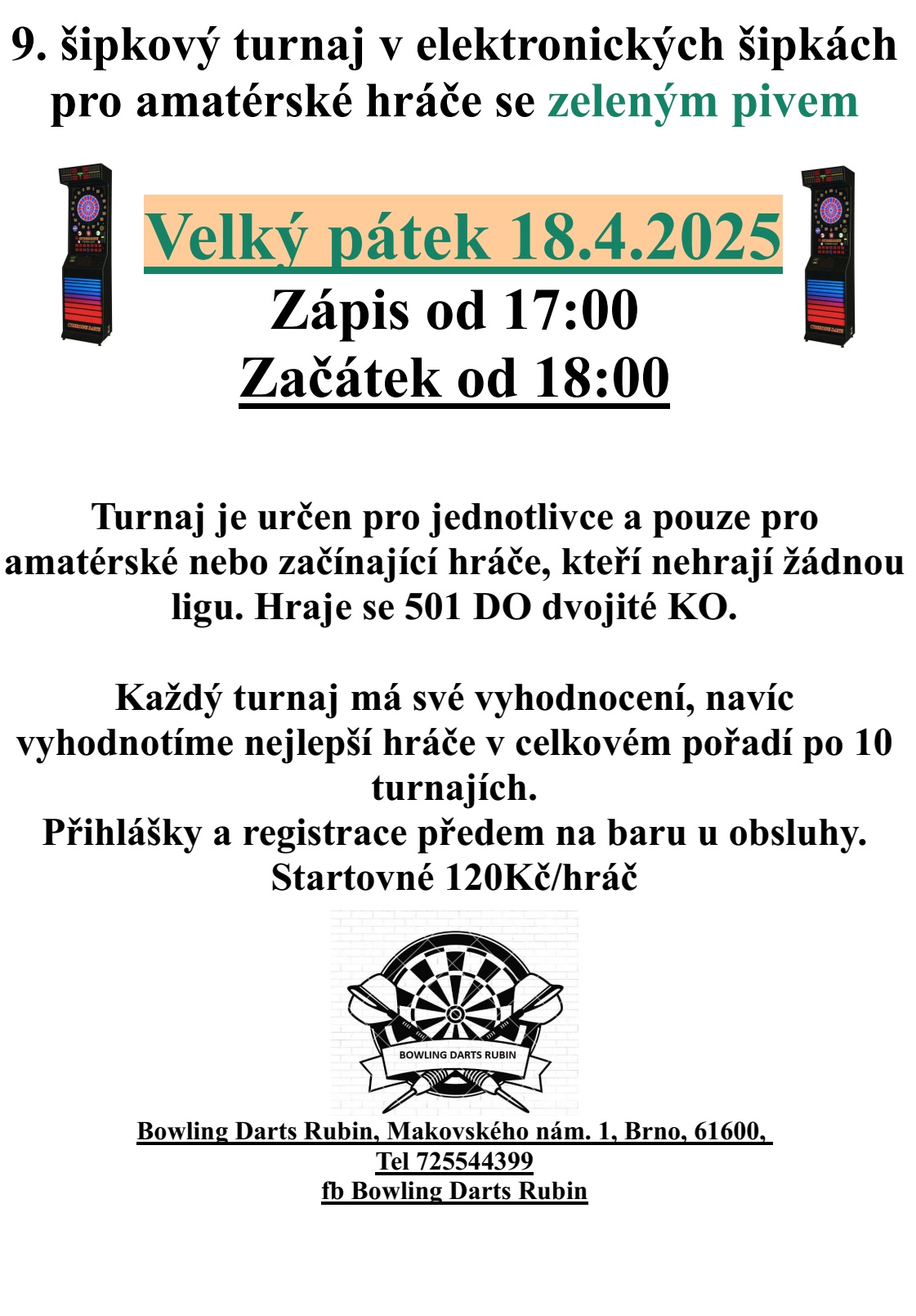 9. šipkový turnaj na Velký pátek se zeleným pivem