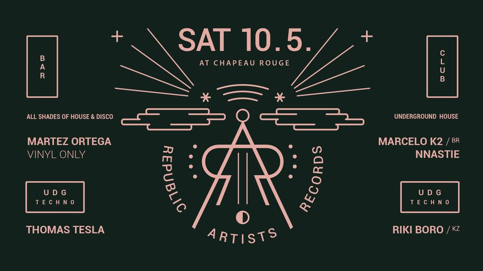 RA: Riki Boro, Marcelo K2, Thomas Tesla & more over 3 floors