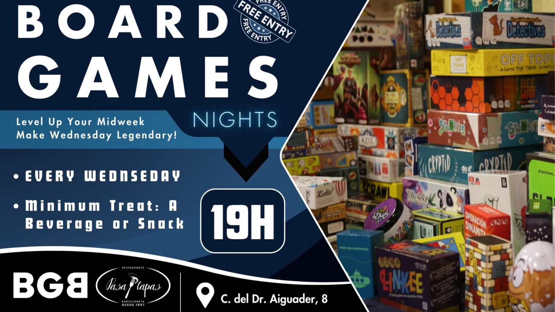 🎲 FREE Board Games Barcelona @ Pasa Tapas 🍻