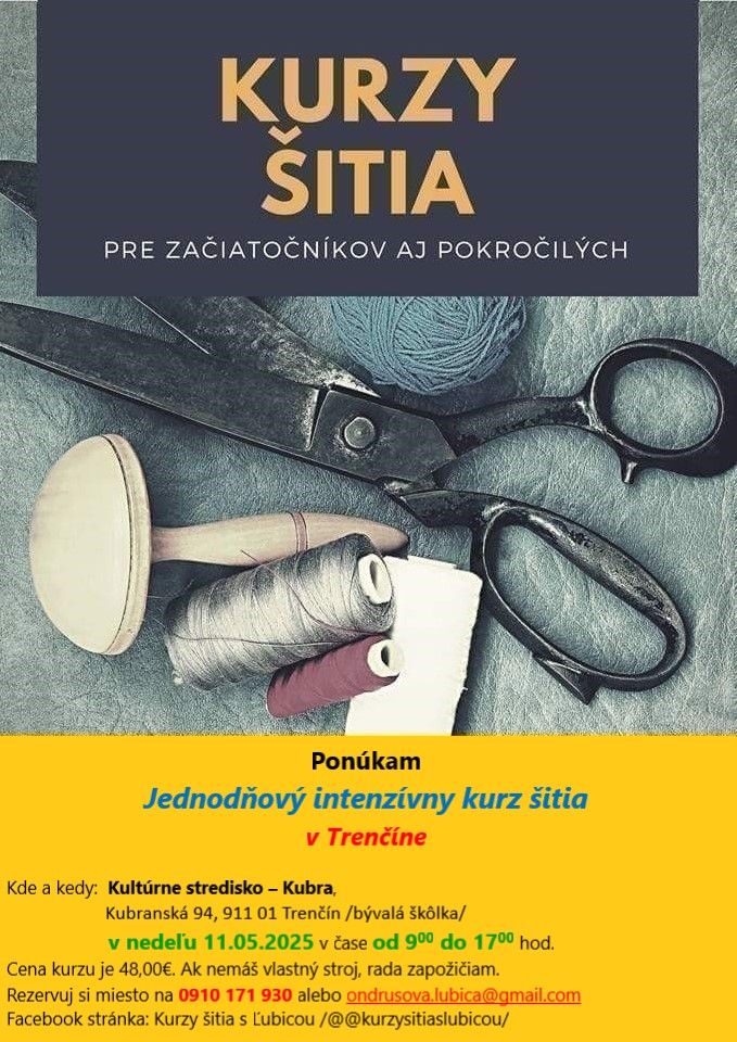 Celodenný kurz šitia v Trenčíne