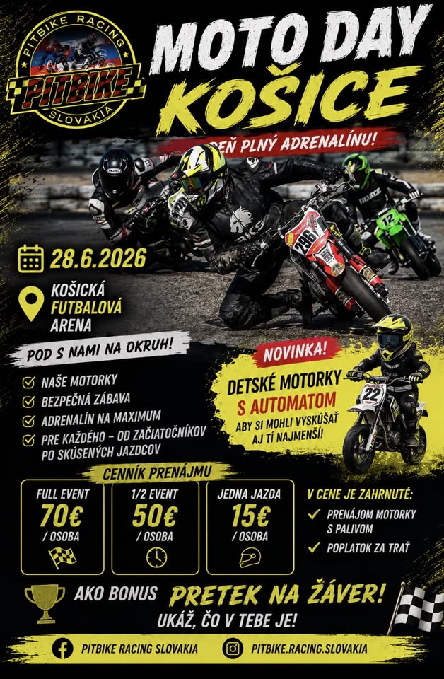 MOTO DAY KOŠICE – Požičaj si pitbike a zaži čistý adrenalín! 🏁🔥