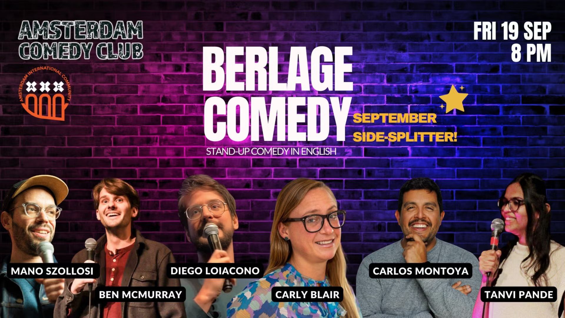 Amsterdam Comedy Club: September Side-Splitter! 😂🎉 in English 🍸