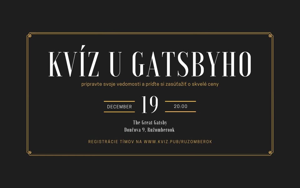 VIANOČNÝ ŠPECIÁL – KVÍZ U GATSBYHO