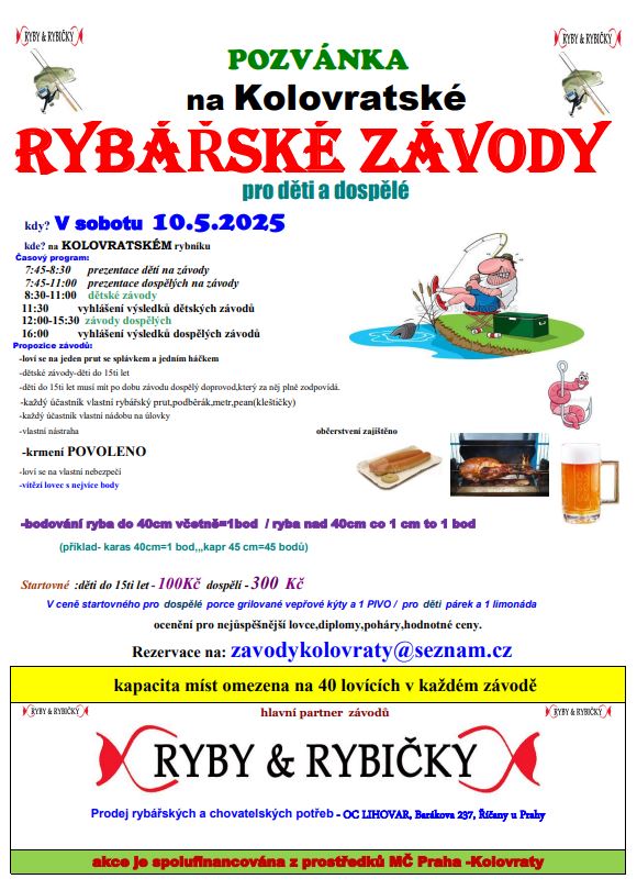 Kolovratské rybářské závody pro děti a dospělé 10.5.2025