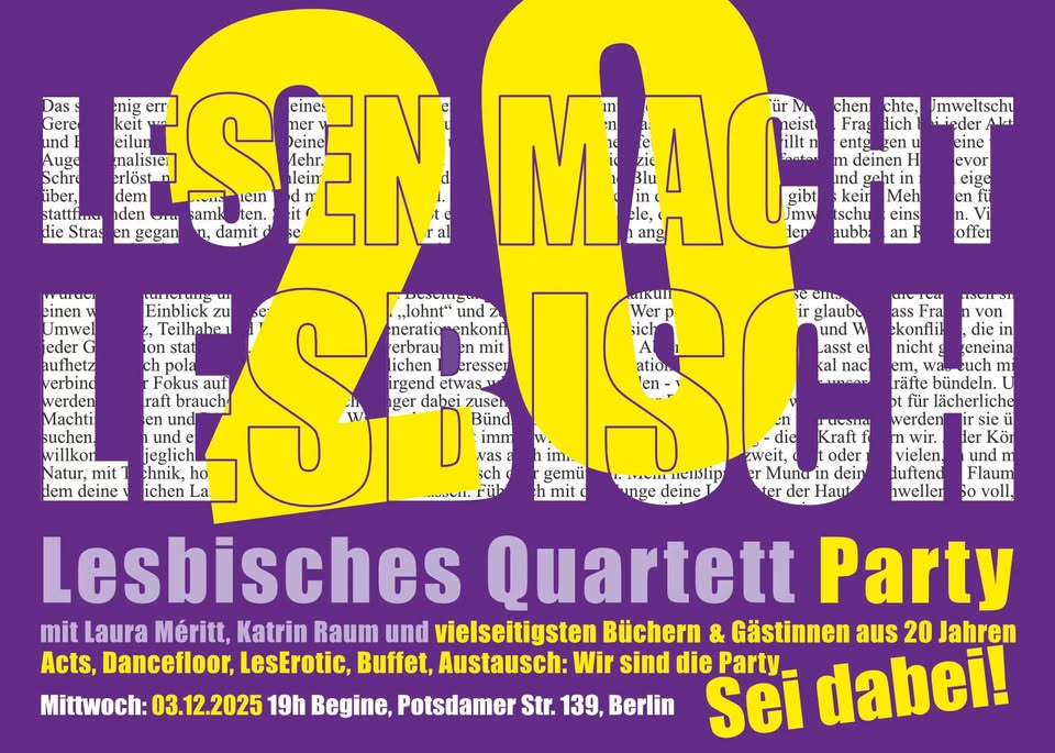 20 Jahre Lesbisches Quartett 🍾 Lesung & Party