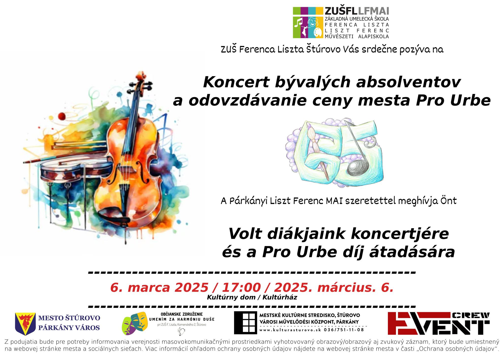 Koncert bývalých absolventov a odovzdanie ceny mesta Pro Urbe
