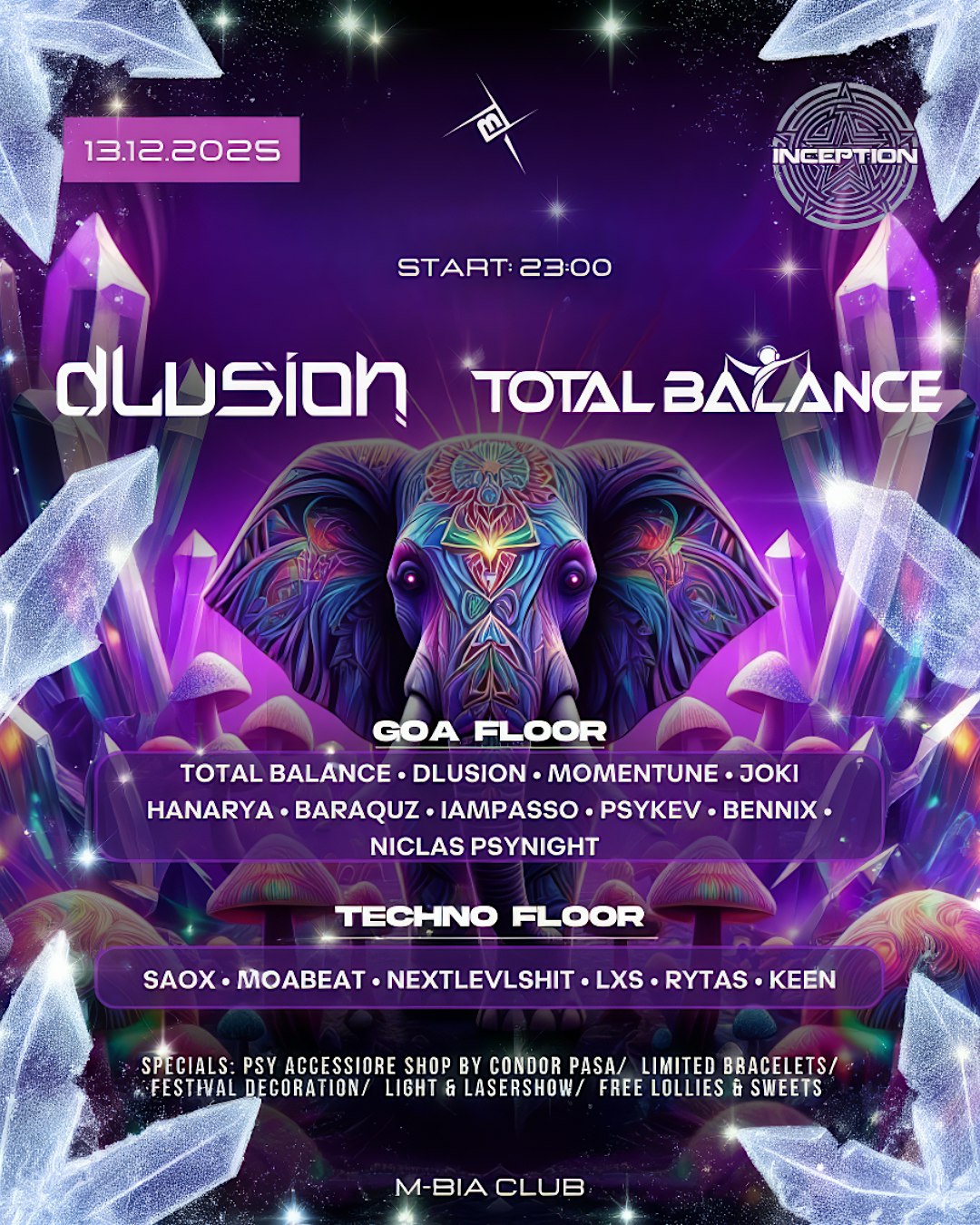INCEPTION w/ Total Balance & dLusion| 2 FLOORS | GOA & TECHNO