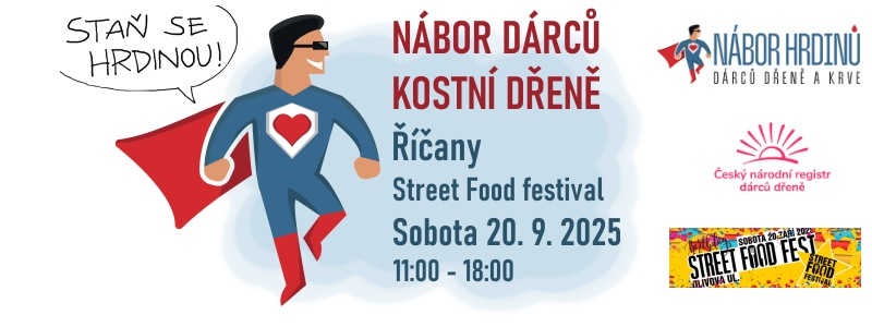 🩸 ŘÍČANY | nábor do registru dárců kostní dřeně na Street Food Festivalu!