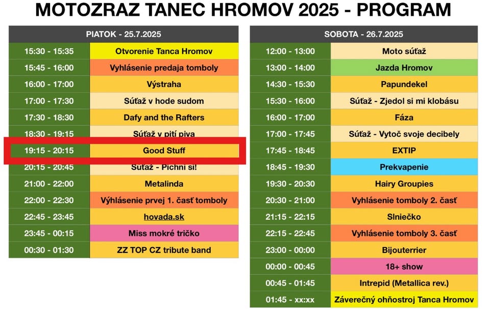 Good Stuff na motozraze Tanec Hromov