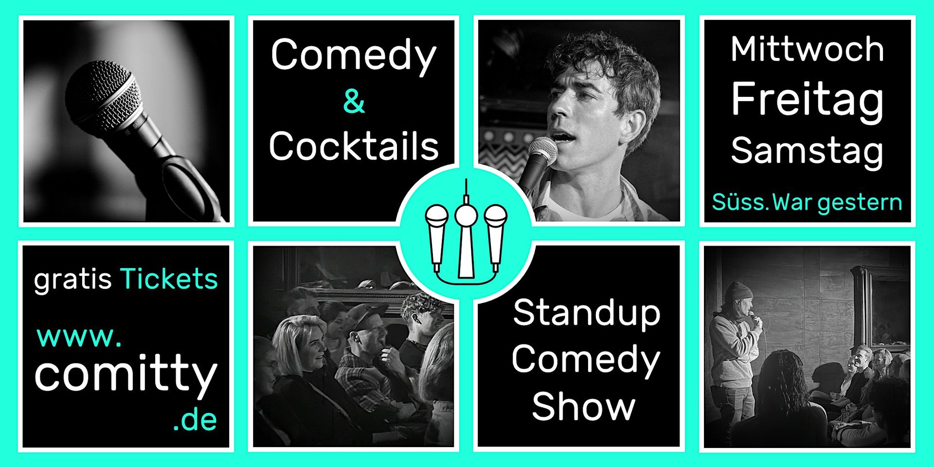 ⭐ Comedy und Cocktails ⭐ Profi Comedians und Newcomer ⭐ Gratis Open Mic