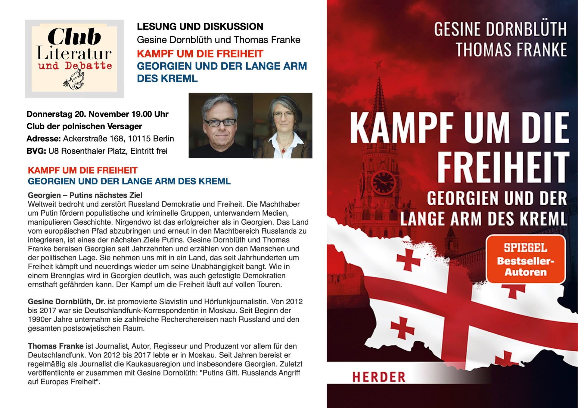 Literatur und Debatte - Kampf um die Freiheit - Georgien und der lange Arm des Kreml