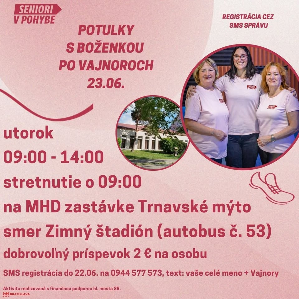 Potulky s Boženkou po Vajnoroch /23.06./ SMS registrácia