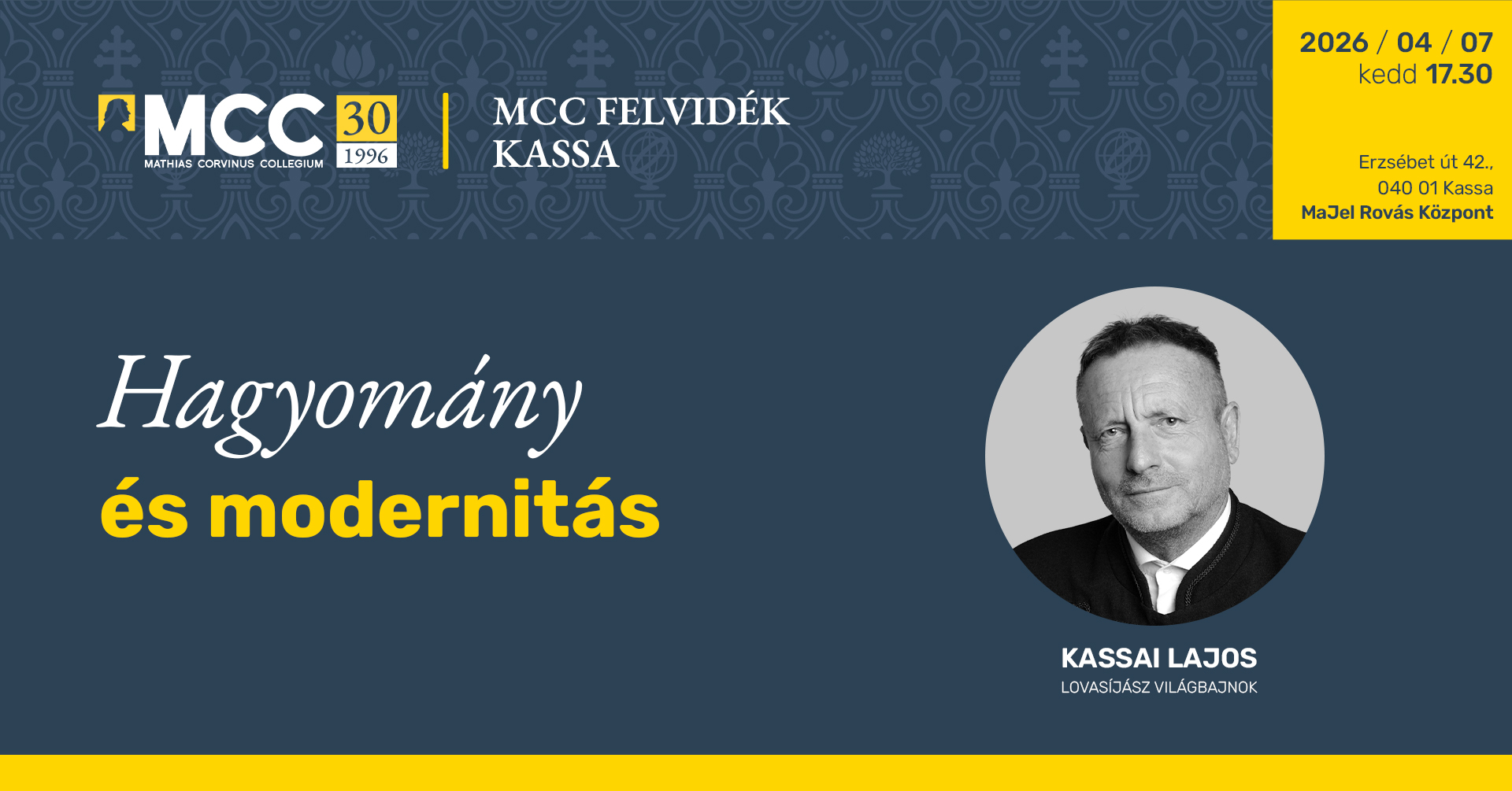 Az MCC Kassán! Kassai Lajos: Hagyomány és modernitás