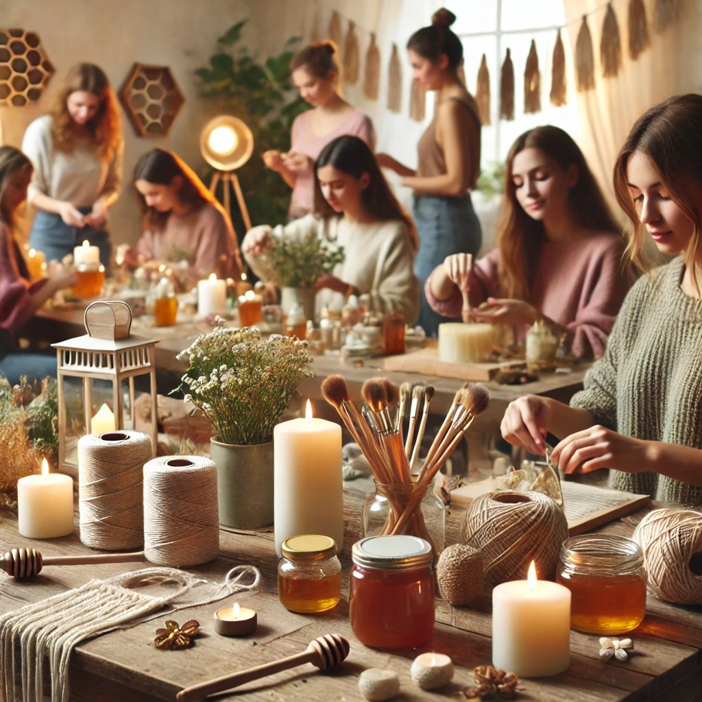 Kreativní sobota  v Praze - svíčky, med ,macrame