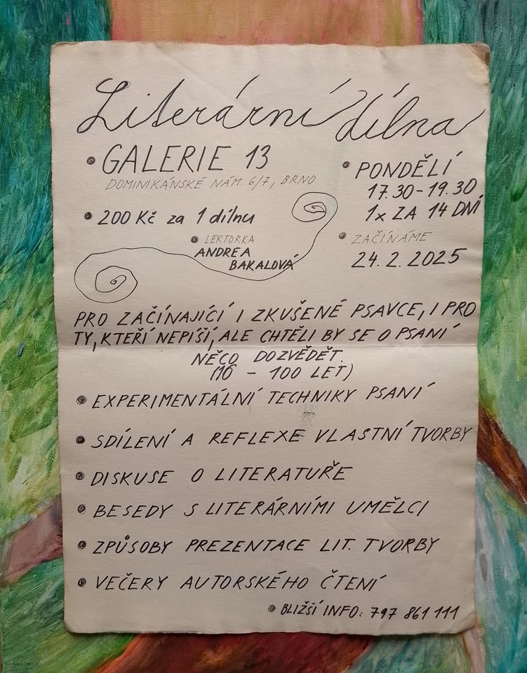 Literární dílna - 2. setkání (SETKÁNÍ NA SEBE NAVAZUJÍ JEN VOLNĚ, JE MOŽNÉ VSTOUPIT KDYKOLIV)